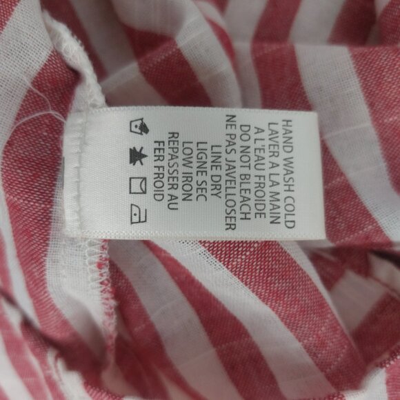 Max Studio Striped Midi Day Dress Small Red Cream Cottagecore V Neck Sash Tie - Picture 9 of 11